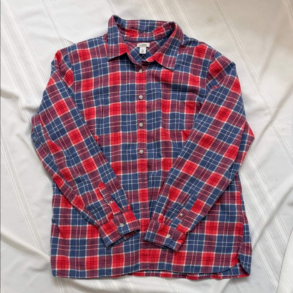 L.L. Bean Women’s Flannel Plaid Women's Button Down Shirt 100 Percent Cotton